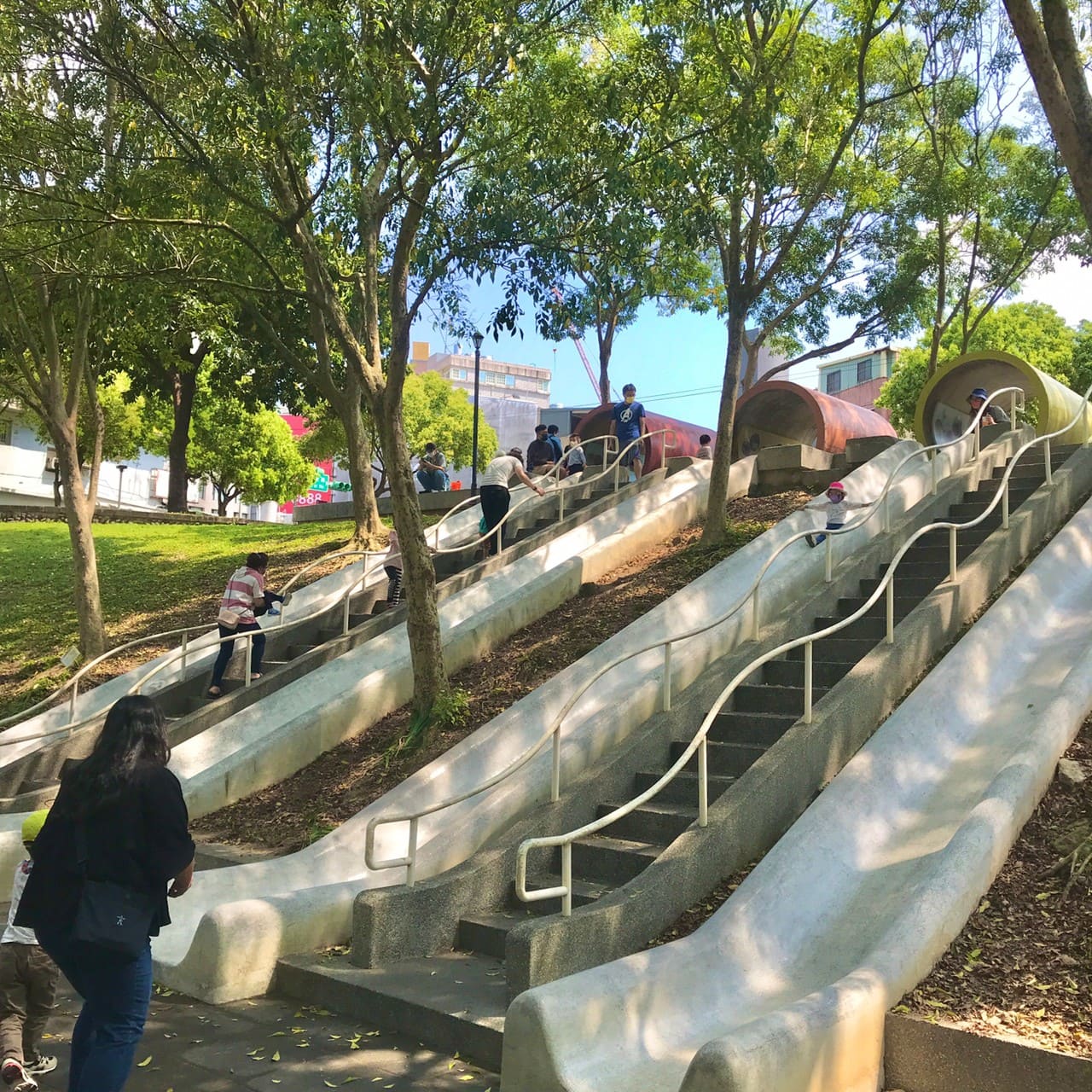 桃園一日遊|中壢市區親子古蹟景點/草泥馬、梅花鹿、水豚君一次擁有/巷弄內超人氣海鮮丼! 石溜滑梯