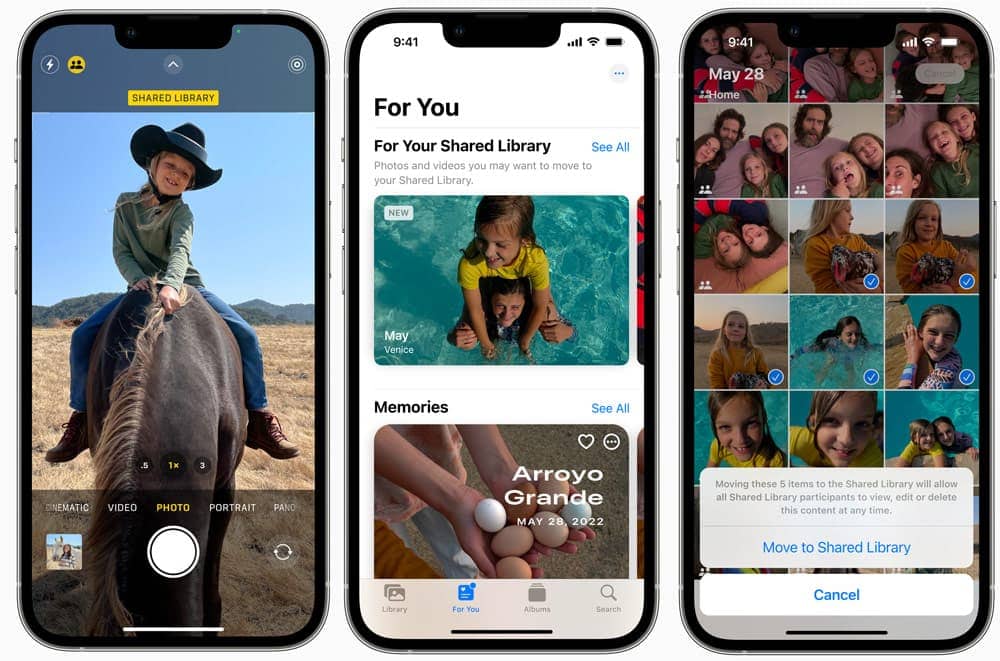 蘋果發表會｜ios16新功能｜可以選擇特定人像或時間段內的照片自動分享給iCloud內的家人｜圖片取自Apple.com