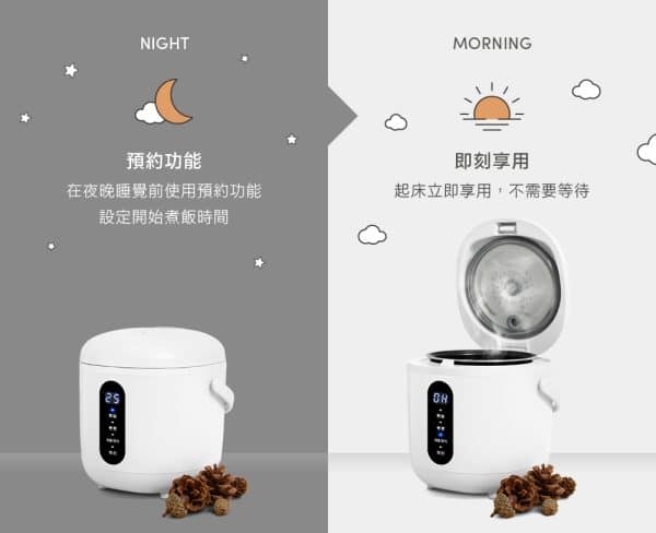CLAIRE Mini Cooker 3人份電子鍋-北歐白/蜜桃粉：圖片 5