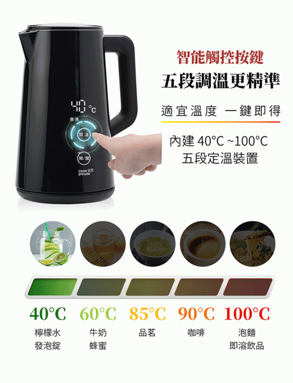 【鍋寶Cook Power 】智能溫控快煮壺1.5L：圖片 4