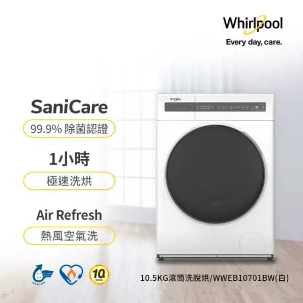 【Whirlpool惠而浦滾筒洗衣機10.5公斤】：圖片 2