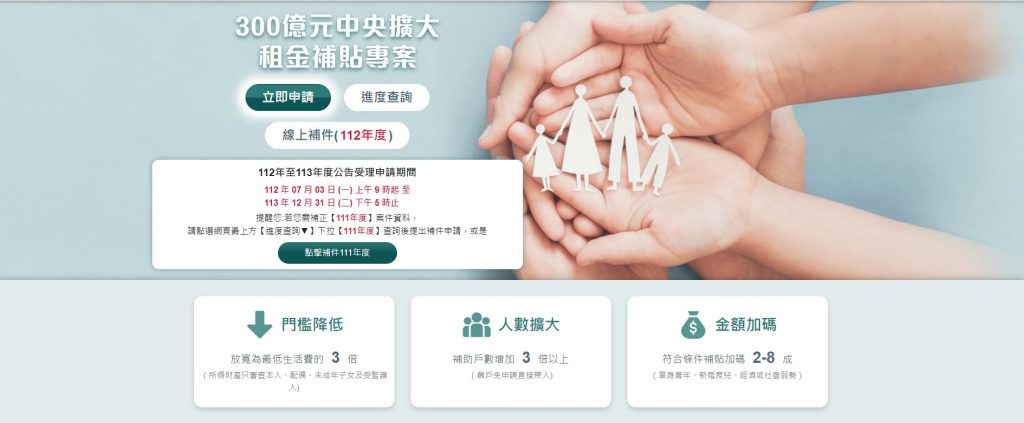 2025租屋補助2.0,資格、查詢、金額、線上申請流程超完整攻略! (圖5 租屋補助申請平台,by 內政部)