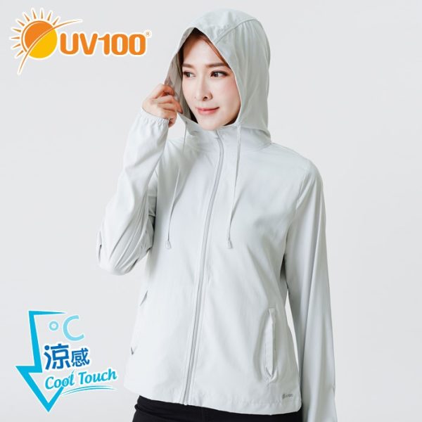 【UV100】抗UV冰絲淨色連帽外套：圖片 7