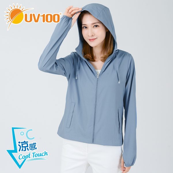 【UV100】抗UV冰絲淨色連帽外套：圖片 11