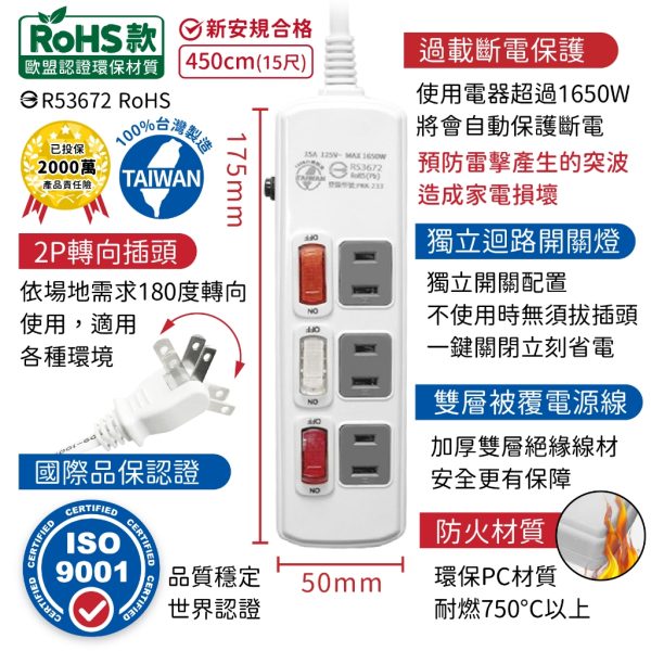 台灣製 過載斷電多開延長線：圖片 27