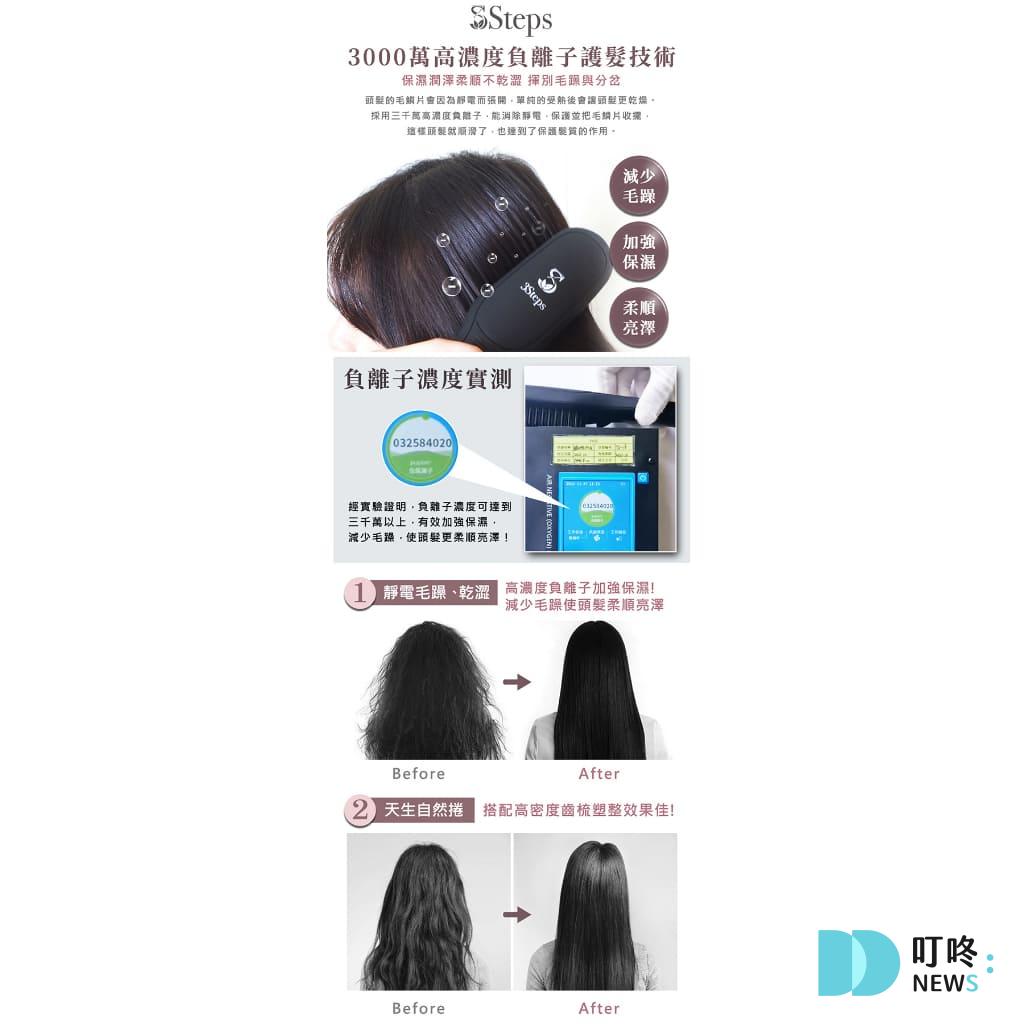 3Steps液晶溫控負離子直髮梳開箱