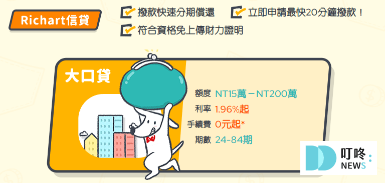 【信用貸款是什麼】申請流程、貸款額度,2025信貸銀行比較! 台新銀行- Richart大口貸